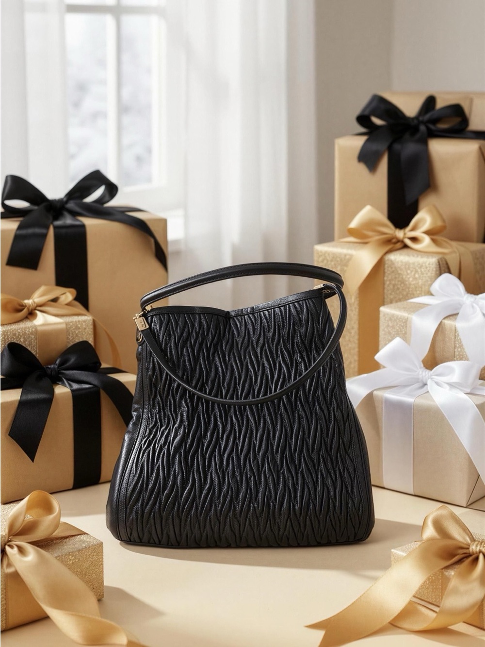 Coach Textured Black Leather Shoulder Bag - Elegant Everyday Tote